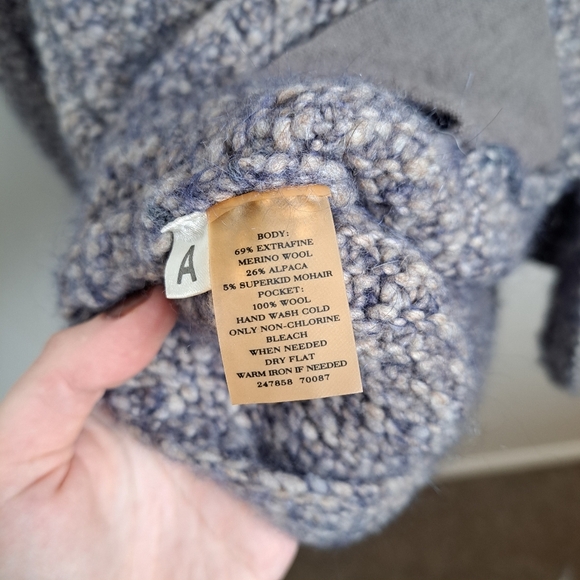 Ann Taylor Knit Grey Cream Merino Wool Alpaca Mohair Sweater Cardigan Size Small - Picture 7 of 8